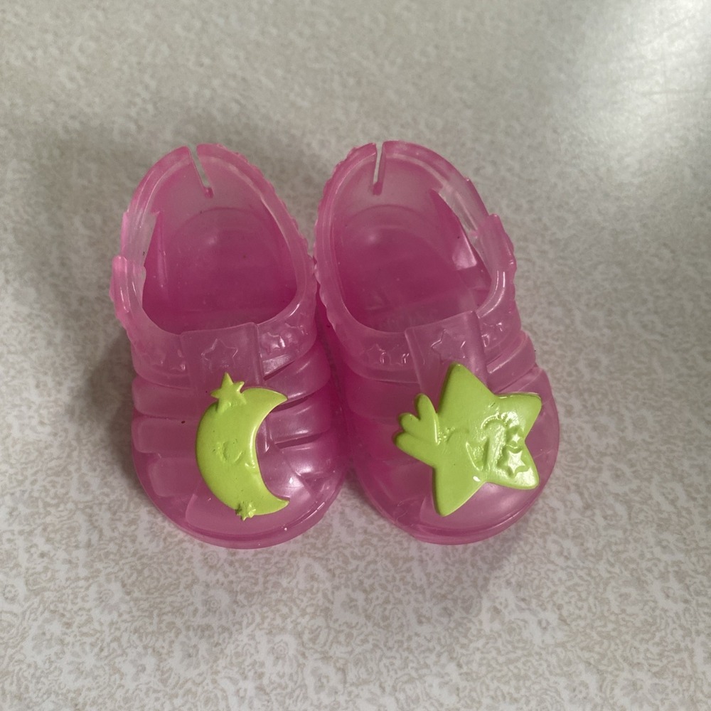 Baby Alive Doll Shoes  Pink With Green Moon & Star